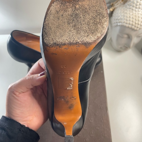 Black Gucci Platform Round Toe Black Stilettos Size 39 - Picture 6 of 9